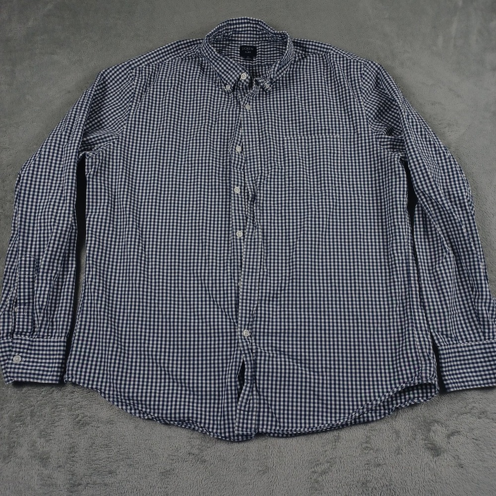 J Crew Shirt Mens XL Blue Plaid Flex Fit Preppy Long Sleeve Casual